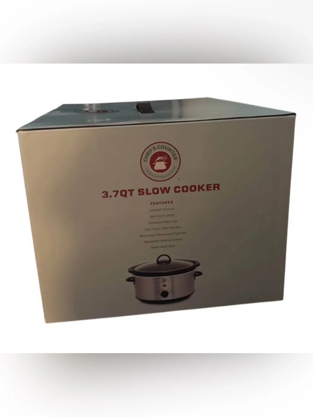 3.7QT Silver Slow Cooker with Glass Lid - Compact Crock Pot